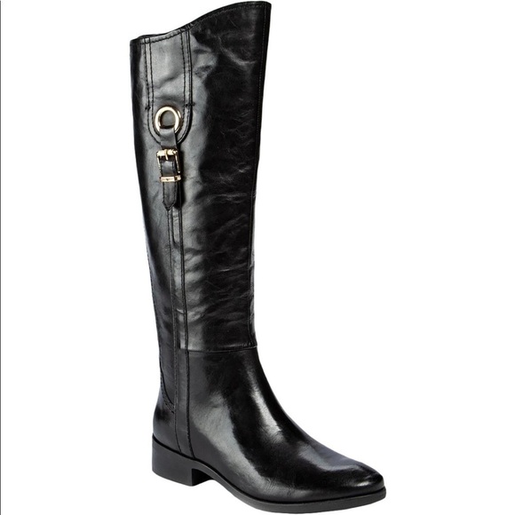 Lucca Lane Shoes - Lucca Lane Sashya Black Leather Knee High Riding Boots | Size 6